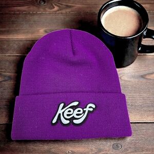 Keef Purple Beanie Fold Cuff Embroidered Logo Striking Ski Snowboard Skater Cap